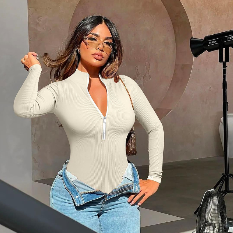 Snatched Quarter Zip Bodysuit